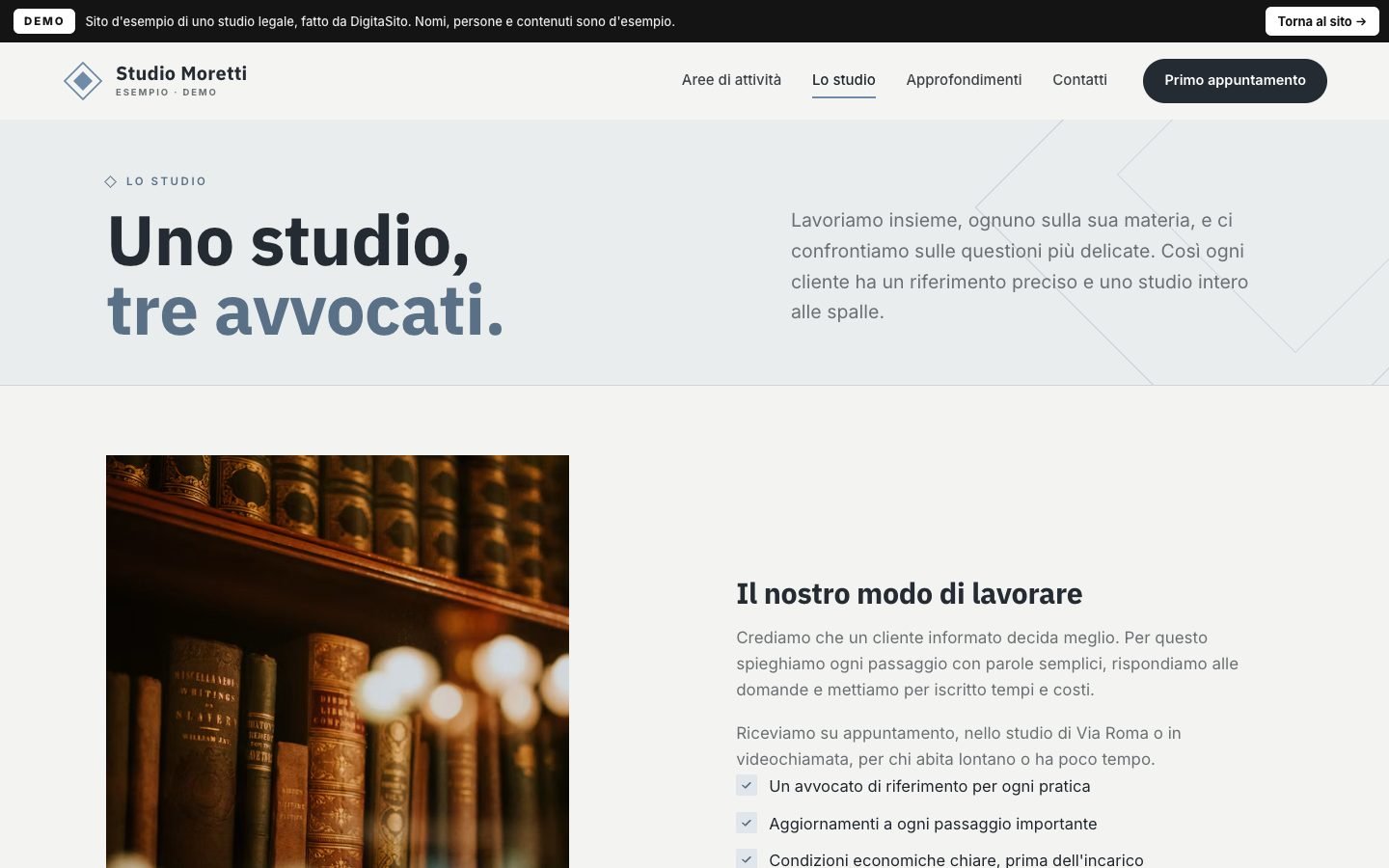 Schermata della demo: Lo studio